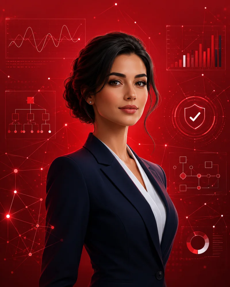 Mimi AI visual persona for signal and risk analysis.