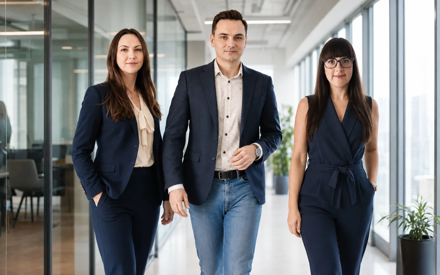 The family-owned team behind eAdvertisement.eu in a modern office.