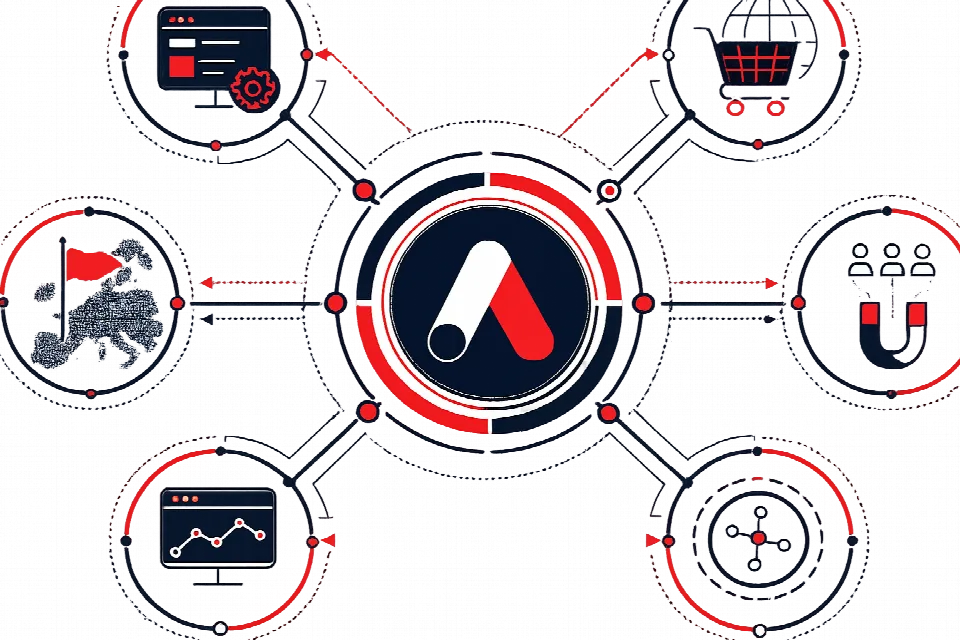 Connected Google Ads service ecosystem supporting one business objective.